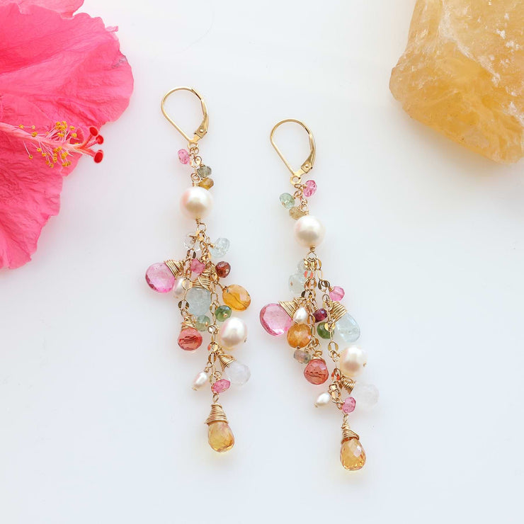 Carole pearl and crystal cluster earrings - Assorted pearl colors and –  Kathleen Barry Bespoke Occasion Accessories